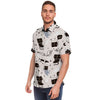 Cute Meow Astronaut Cat Print Men's Short Sleeve Shirt-grizzshop