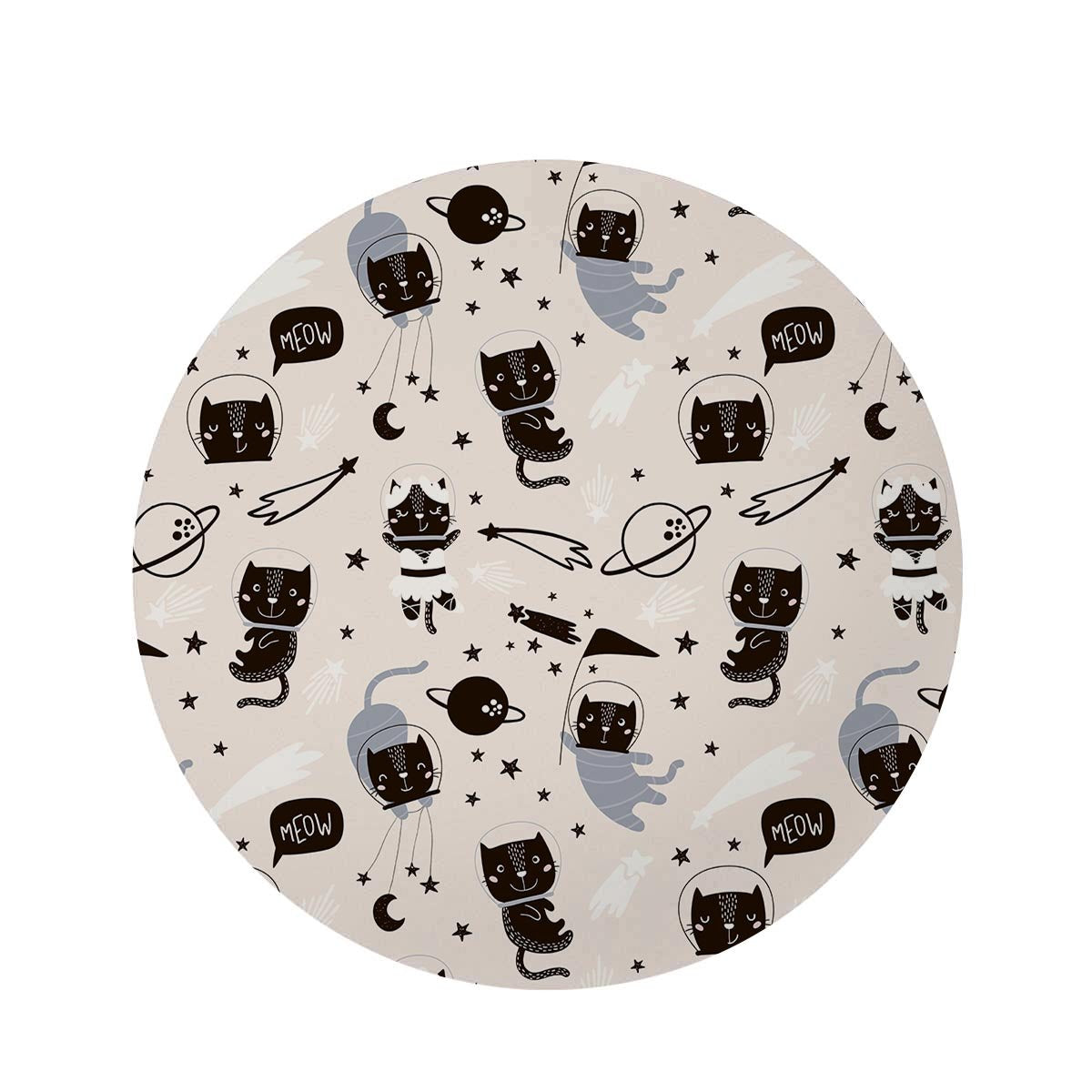 Cute Meow Astronaut Cat Print Round Rug-grizzshop