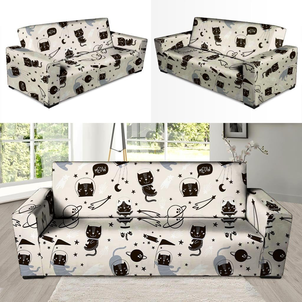 Cute Meow Astronaut Cat Print Sofa Cover-grizzshop