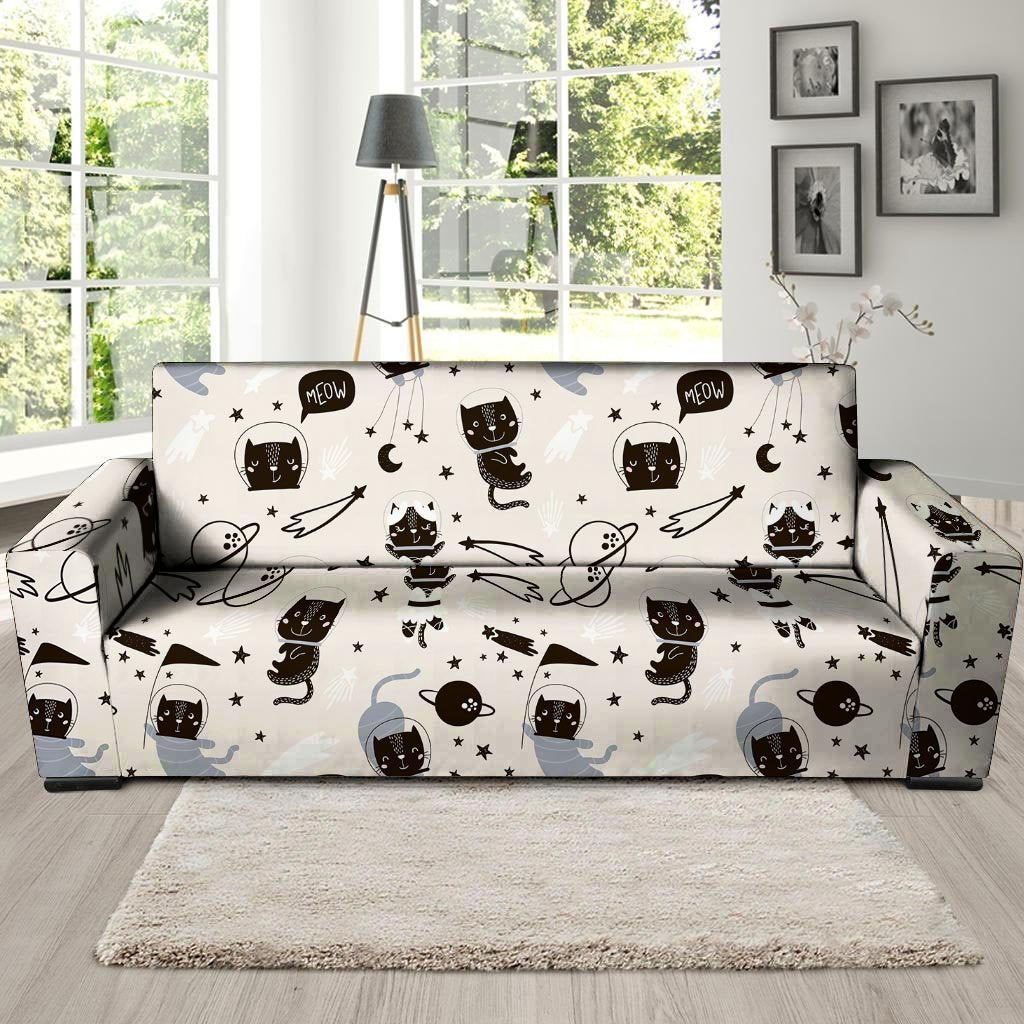 Cute Meow Astronaut Cat Print Sofa Cover-grizzshop