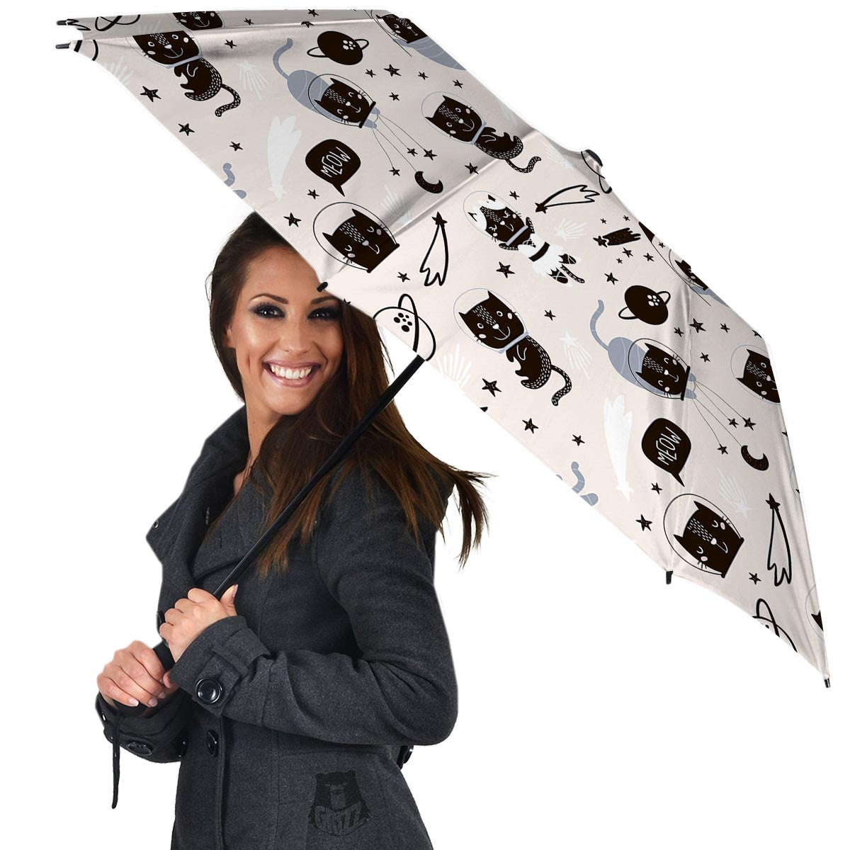 Cute Meow Astronaut Cat Print Umbrella-grizzshop