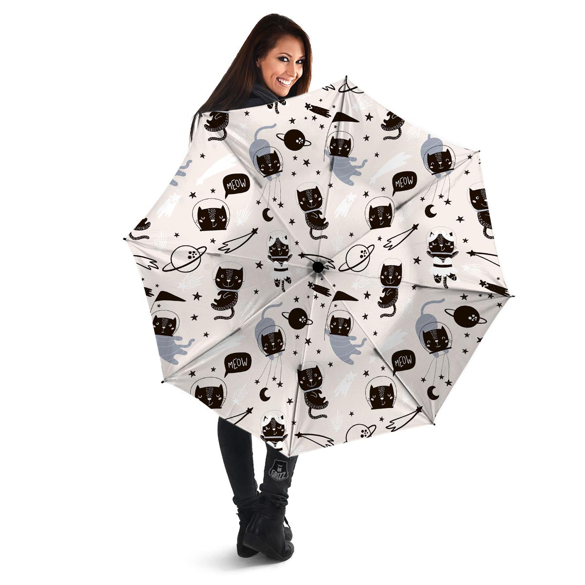 Cute Meow Astronaut Cat Print Umbrella-grizzshop