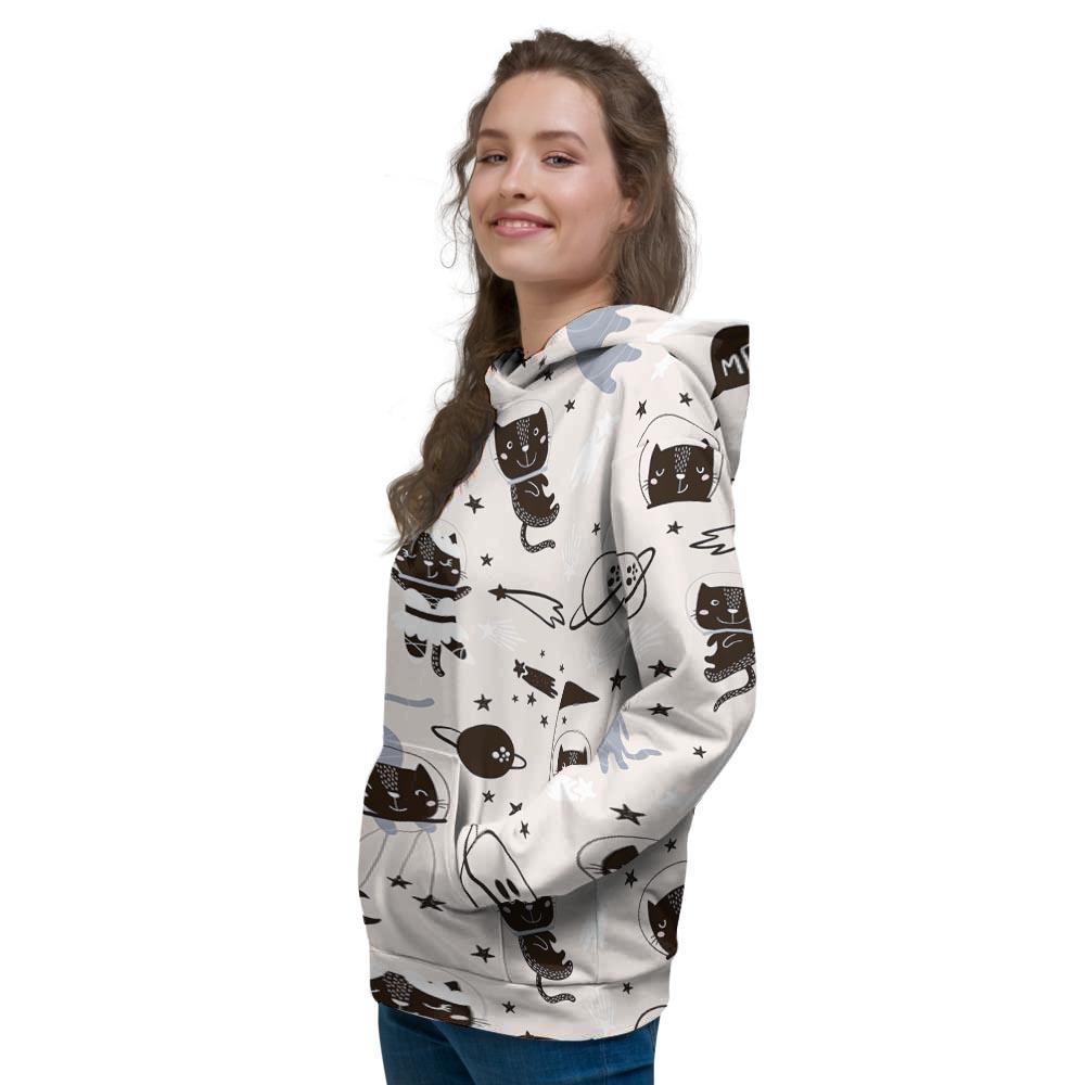 Cute Meow Astronaut Cat Print Women's Hoodie-grizzshop