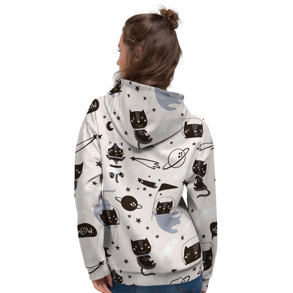 Cute Meow Astronaut Cat Print Women's Hoodie-grizzshop