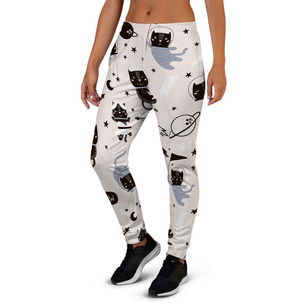 Cute Meow Astronaut Cat Print Women's Joggers-grizzshop