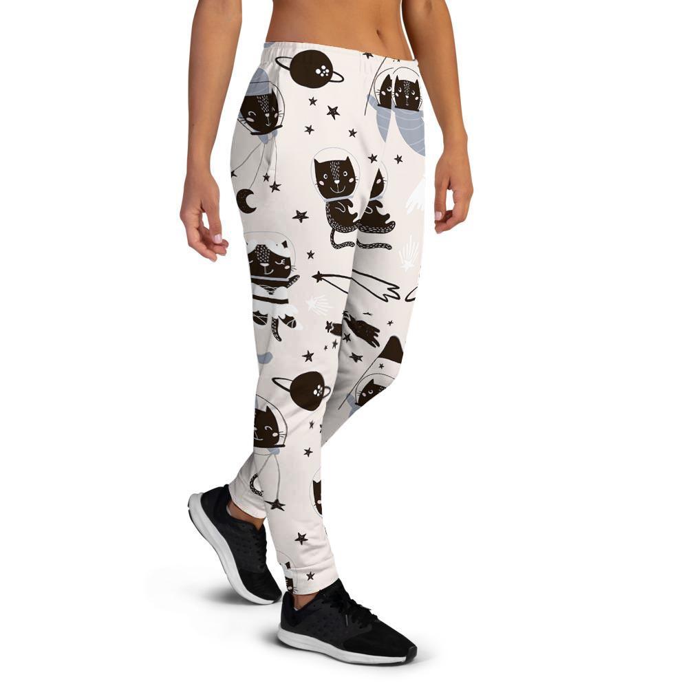 Cute Meow Astronaut Cat Print Women's Joggers-grizzshop