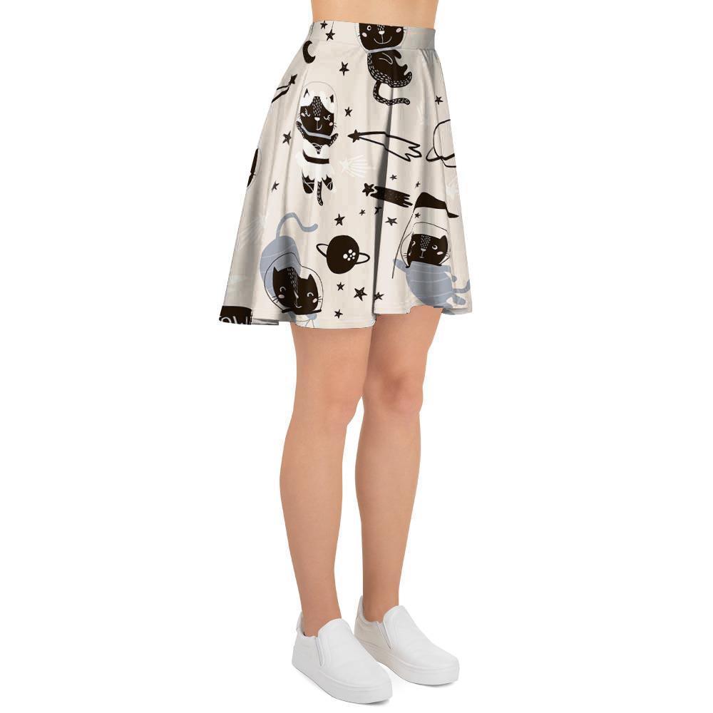 Cute Meow Astronaut Cat Print Women's Skirt-grizzshop