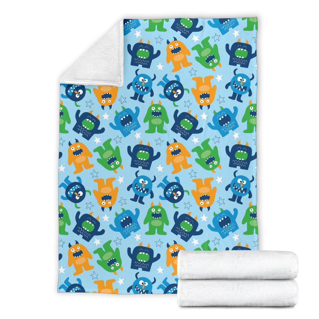 Cute Monster Print Pattern Blanket-grizzshop