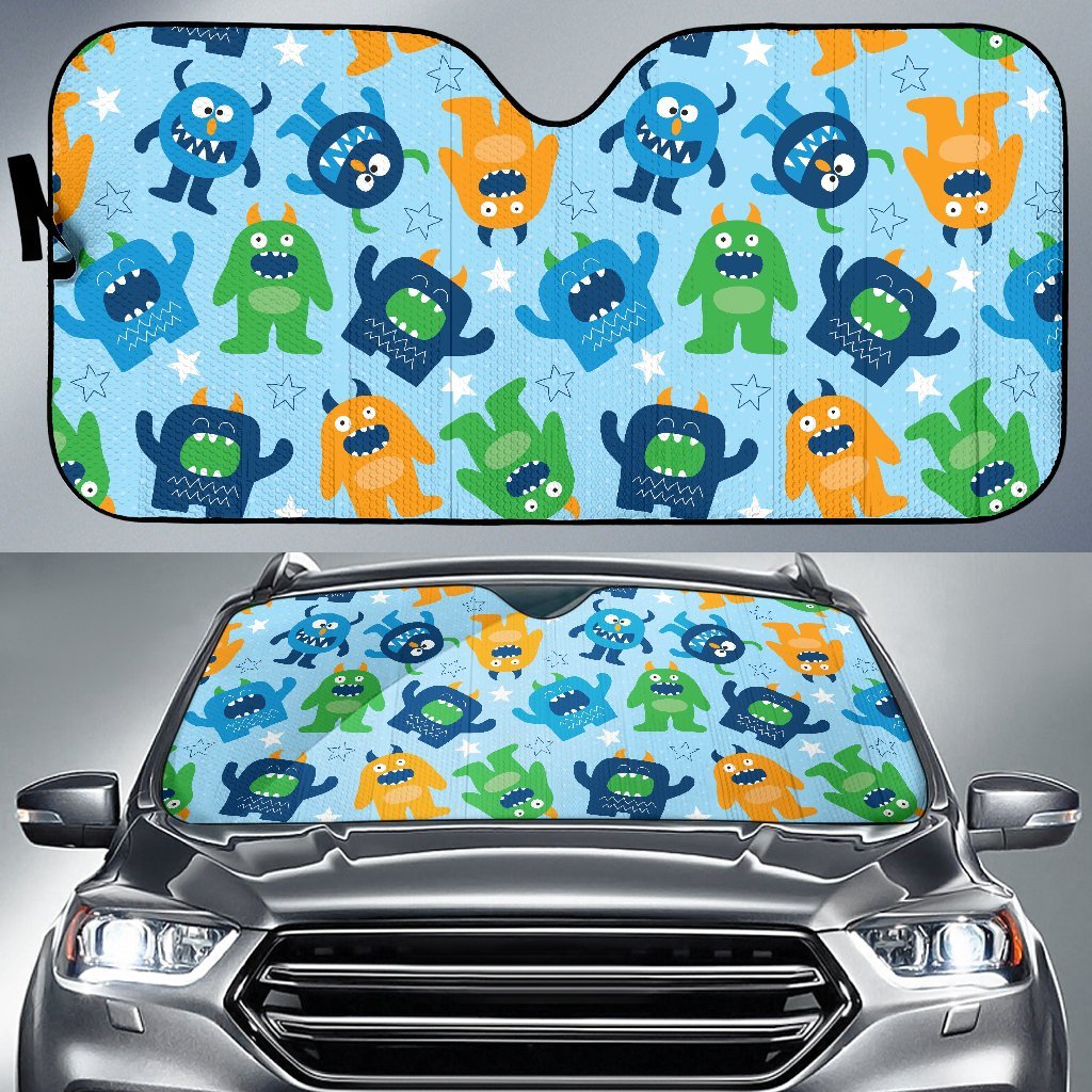 Cute Monster Print Pattern Car Sun Shade-grizzshop