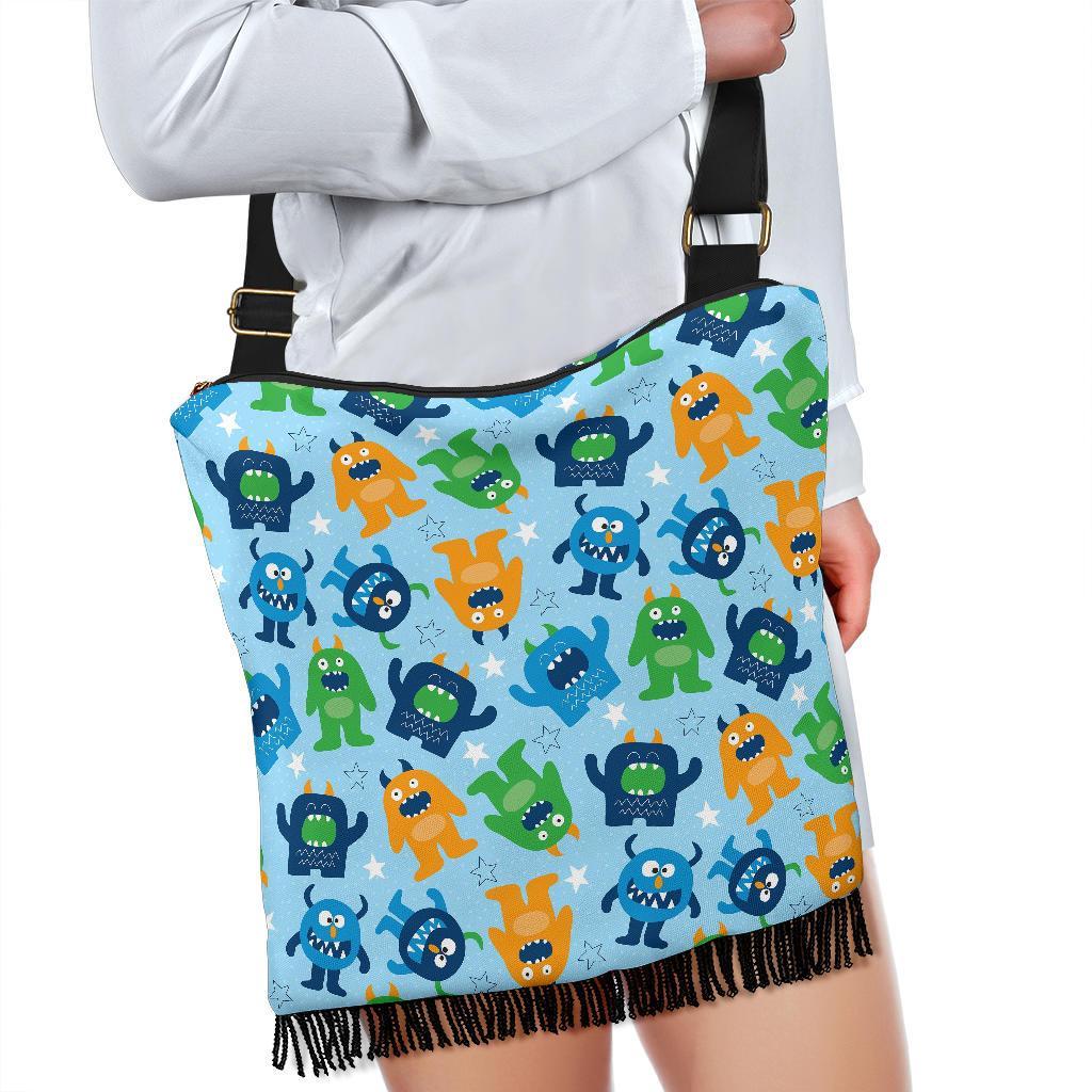 Cute Monster Print Pattern Crossbody Bags-grizzshop