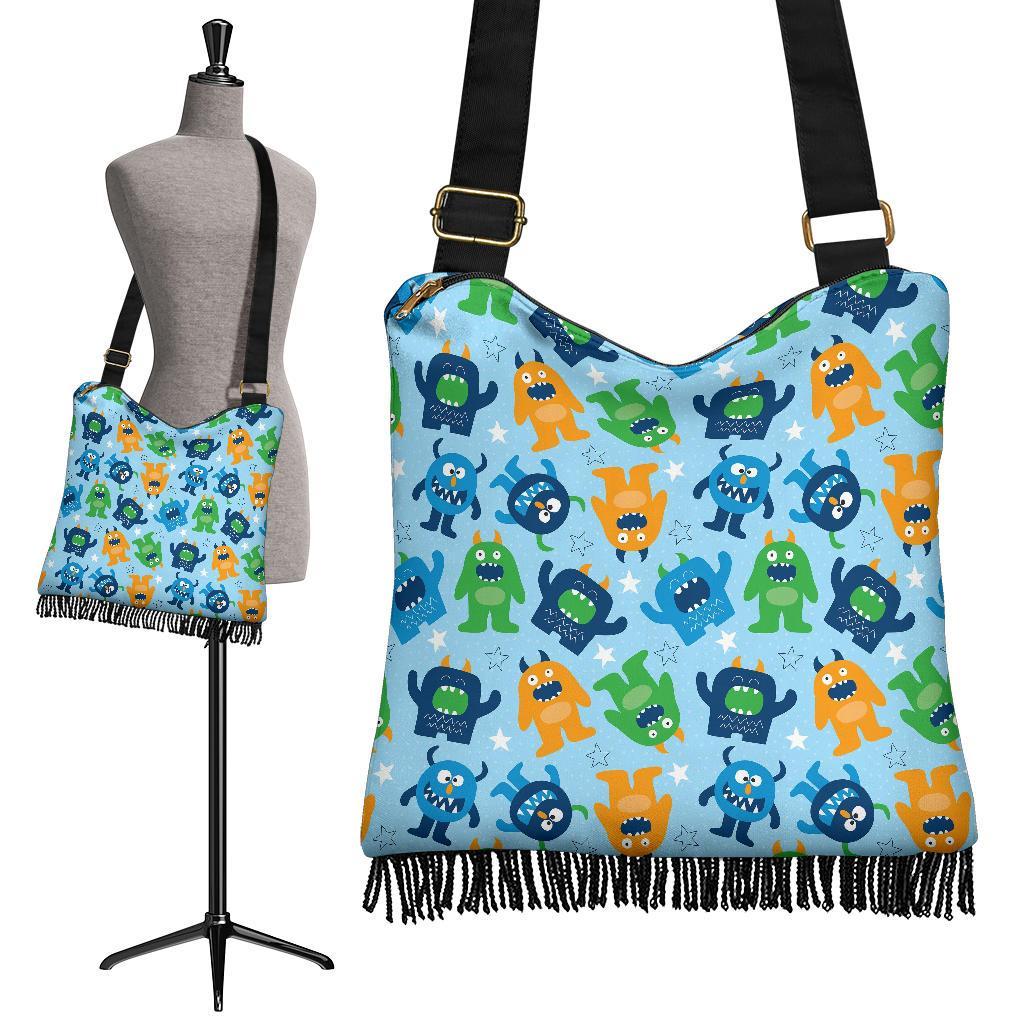 Cute Monster Print Pattern Crossbody Bags-grizzshop