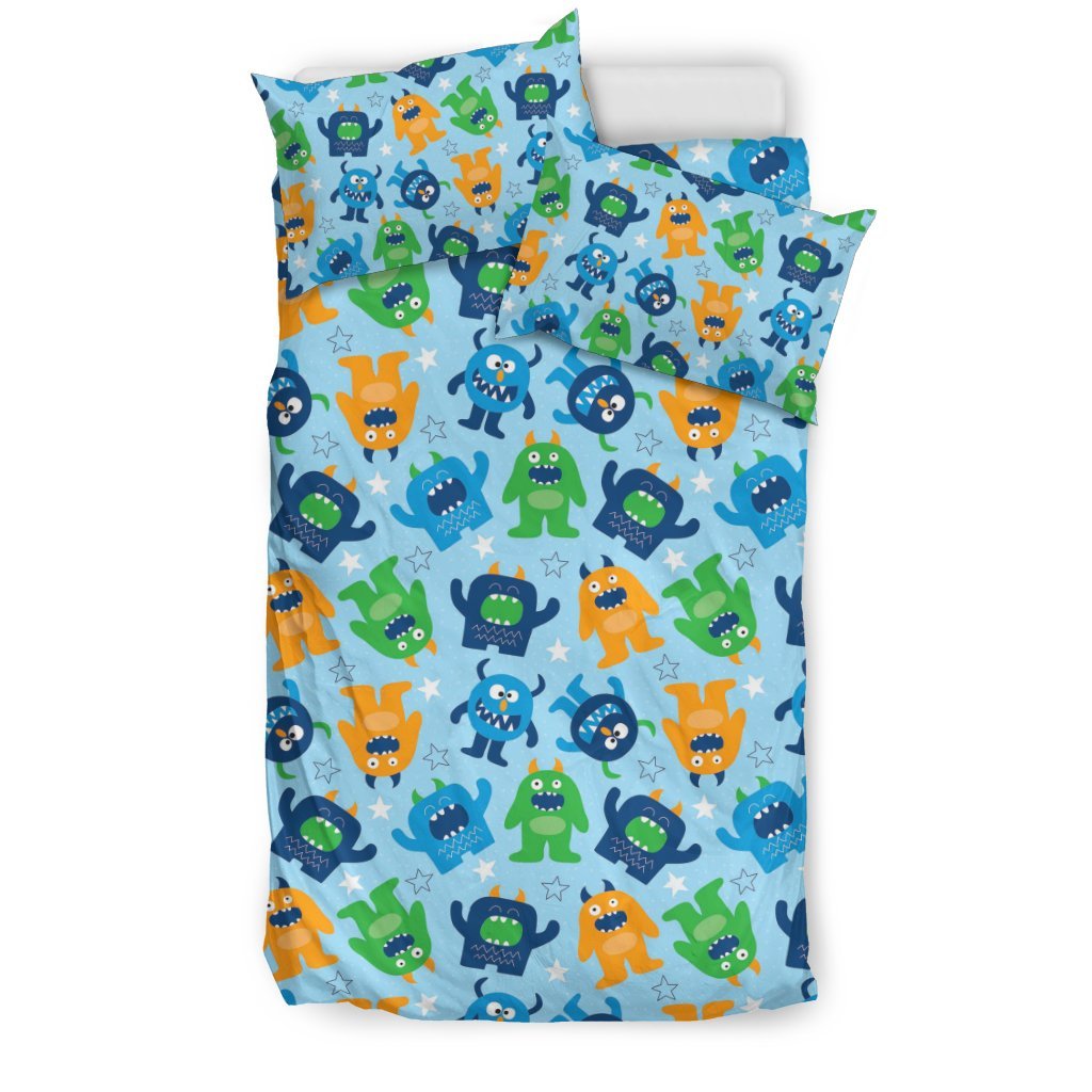 Cute Monster Print Pattern Duvet Cover Bedding Set-grizzshop