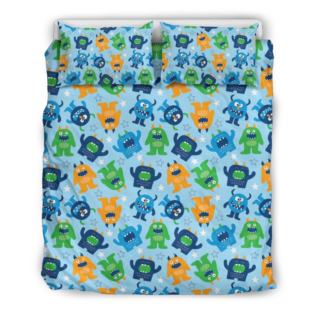 Cute Monster Print Pattern Duvet Cover Bedding Set-grizzshop