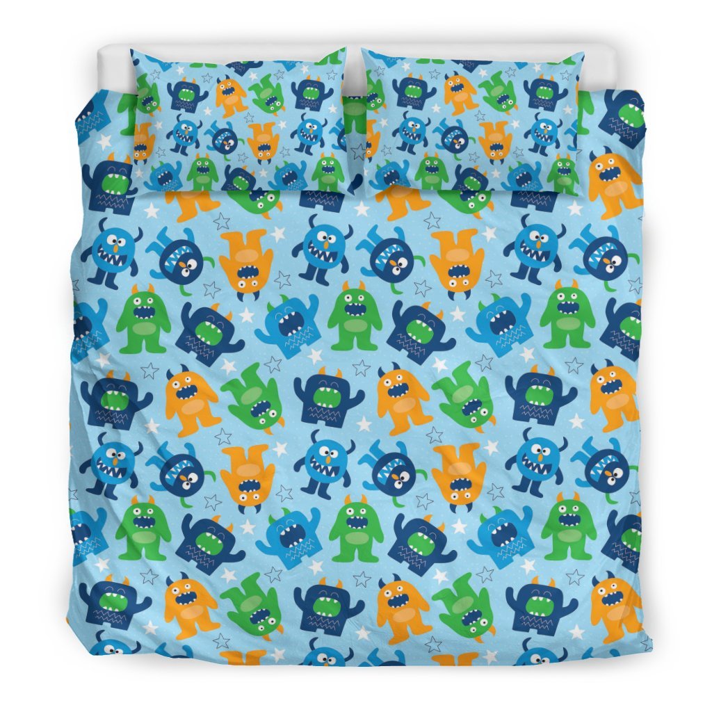 Cute Monster Print Pattern Duvet Cover Bedding Set-grizzshop