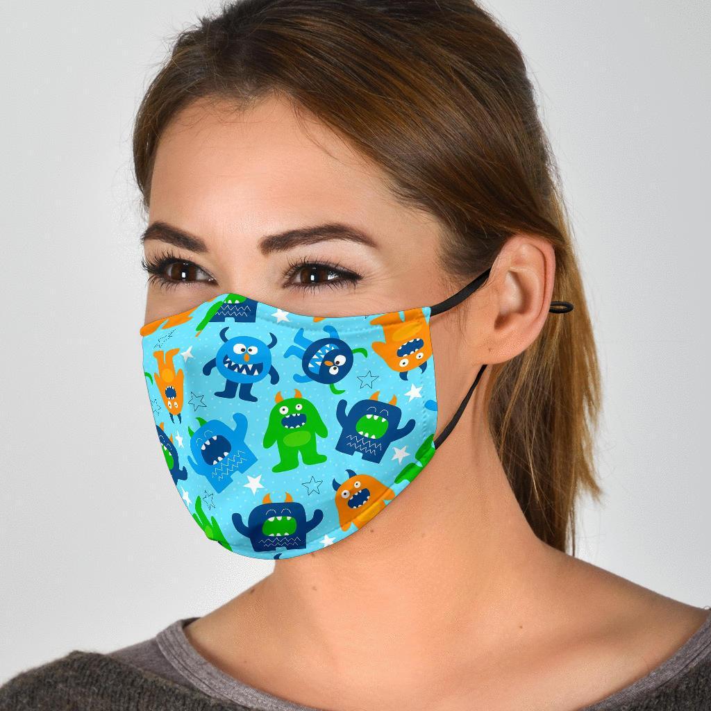 Cute Monster Print Pattern Face Mask-grizzshop