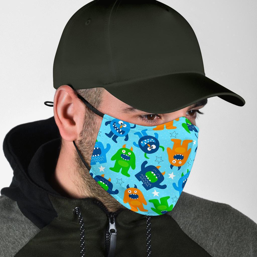 Cute Monster Print Pattern Face Mask-grizzshop