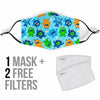 Cute Monster Print Pattern Face Mask-grizzshop