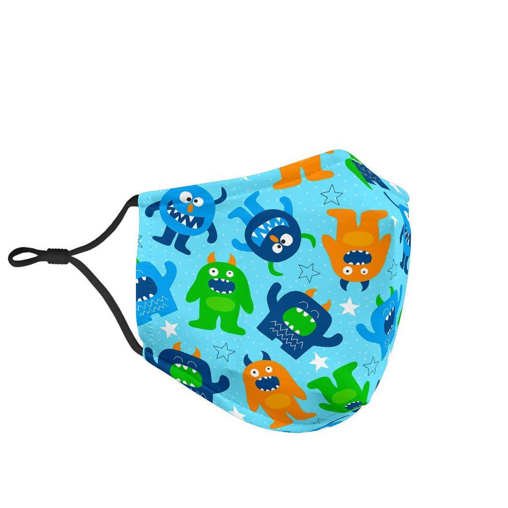 Cute Monster Print Pattern Face Mask-grizzshop