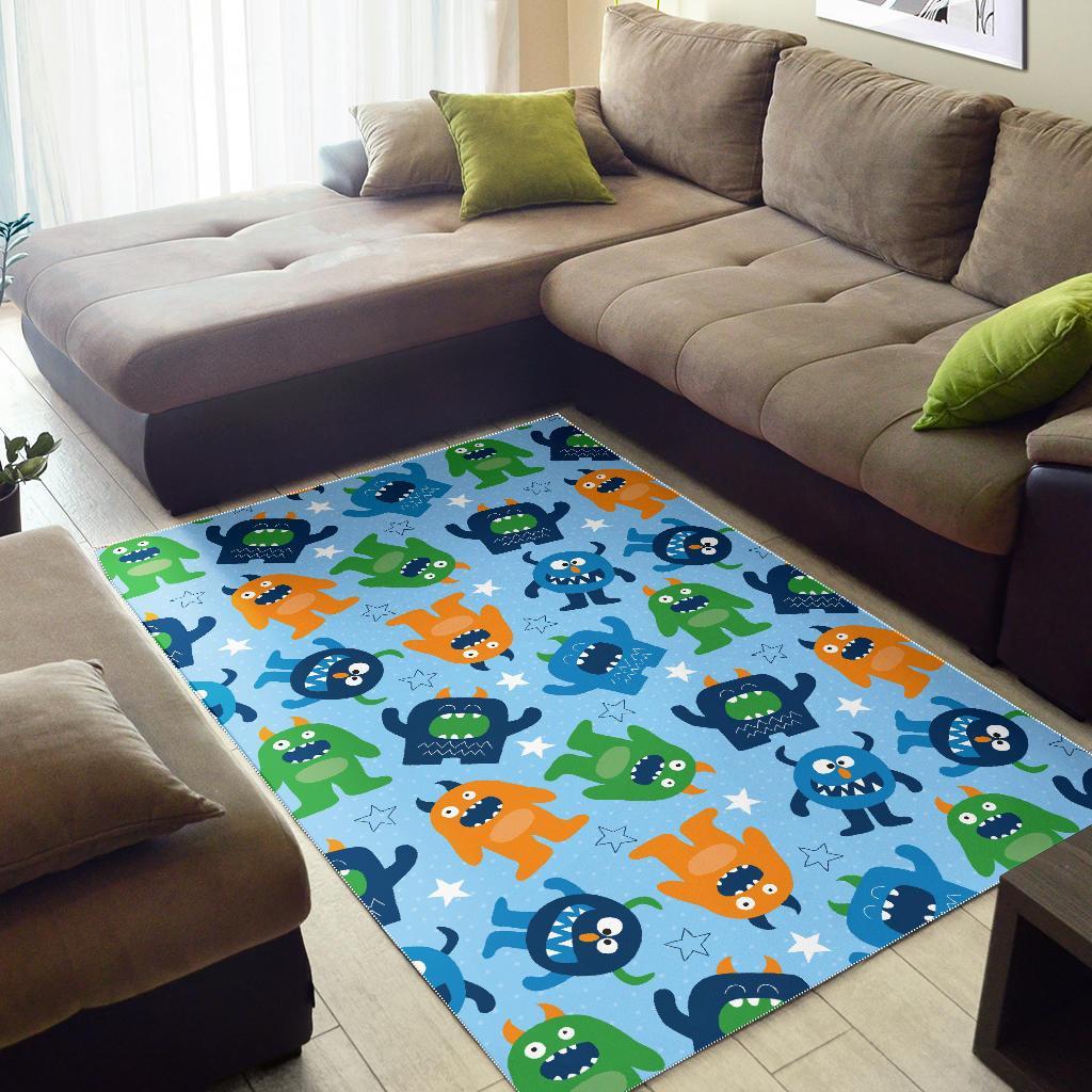 Cute Monster Print Pattern Floor Mat-grizzshop