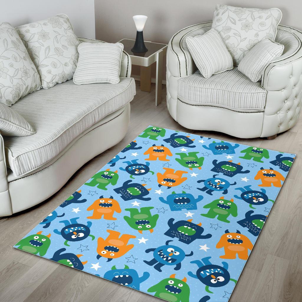 Cute Monster Print Pattern Floor Mat-grizzshop