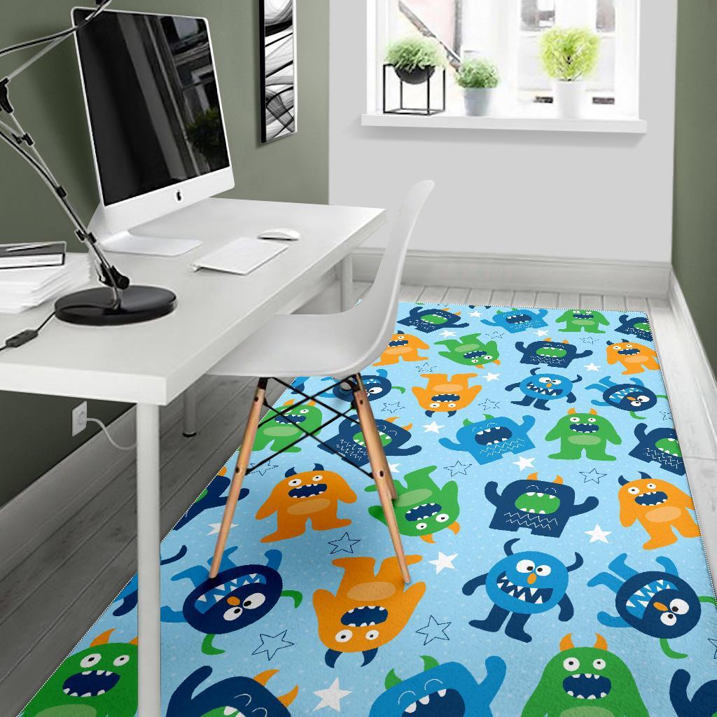 Cute Monster Print Pattern Floor Mat-grizzshop