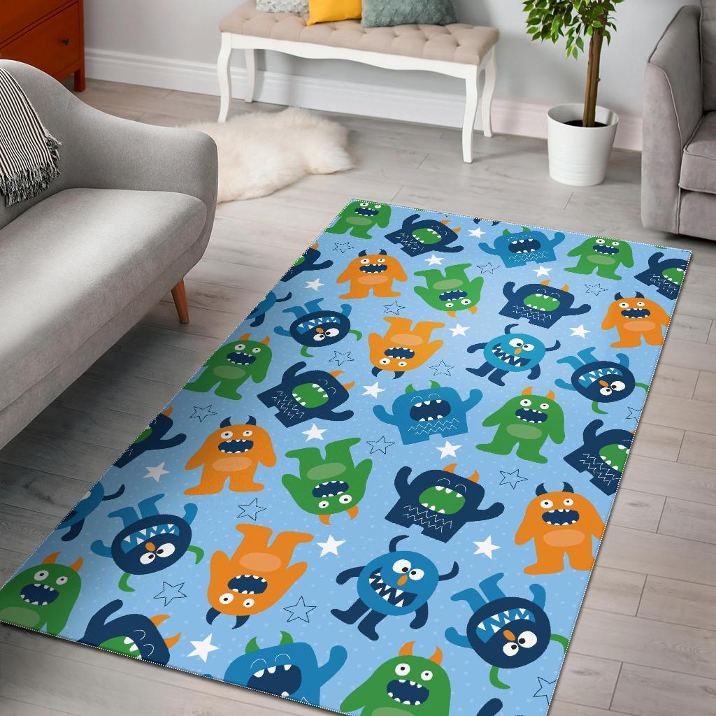 Cute Monster Print Pattern Floor Mat-grizzshop