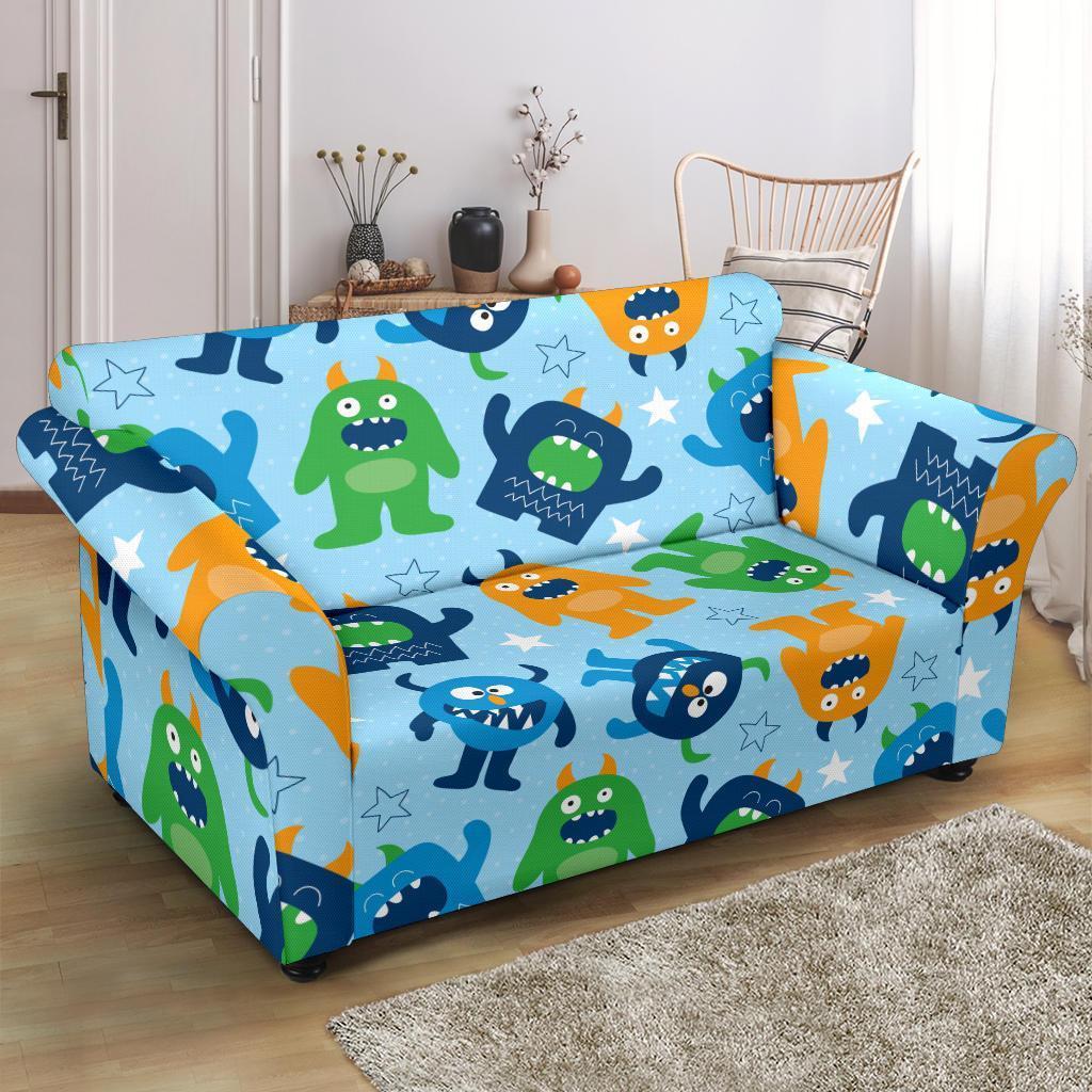 Cute Monster Print Pattern Loveseat Cover-grizzshop