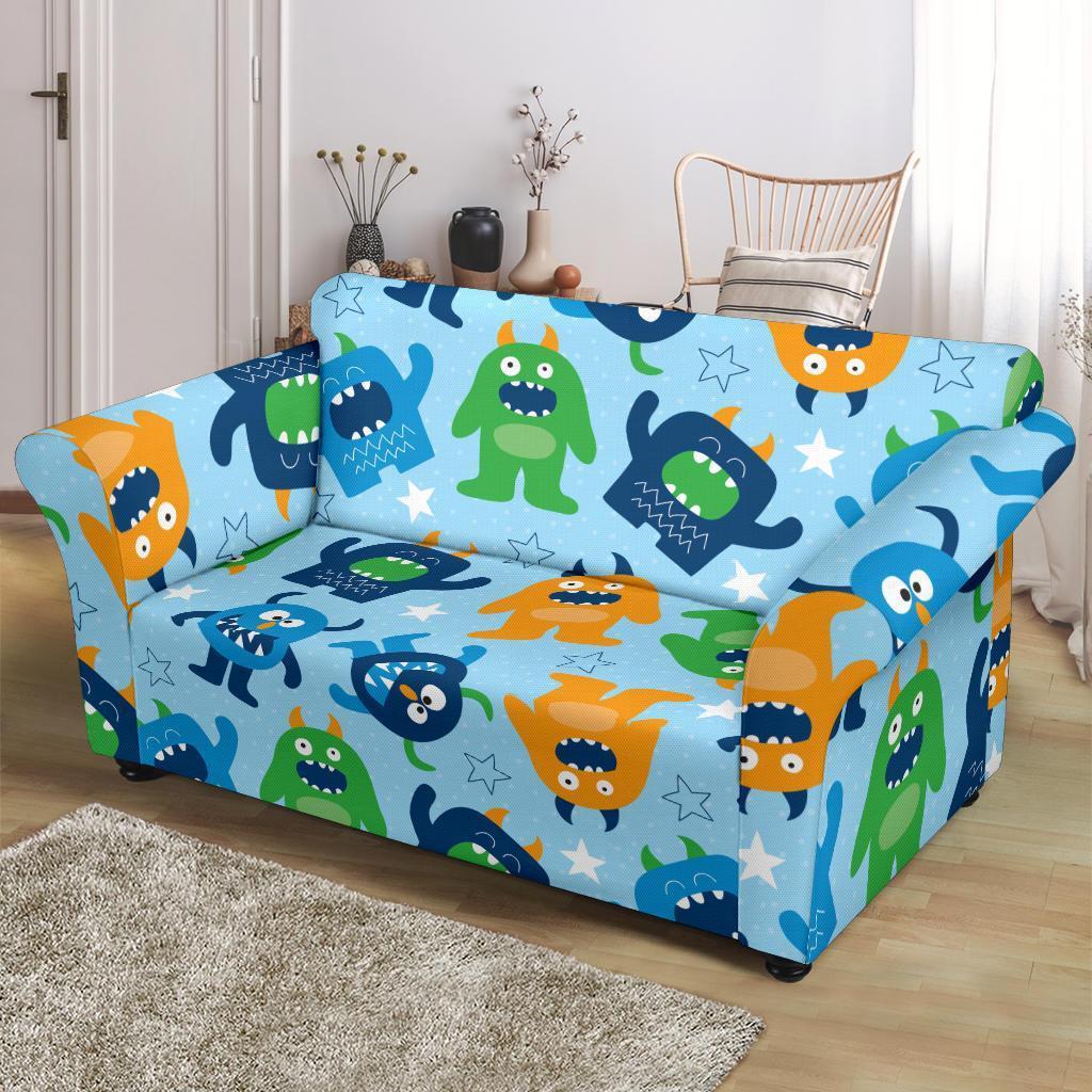 Cute Monster Print Pattern Loveseat Cover-grizzshop