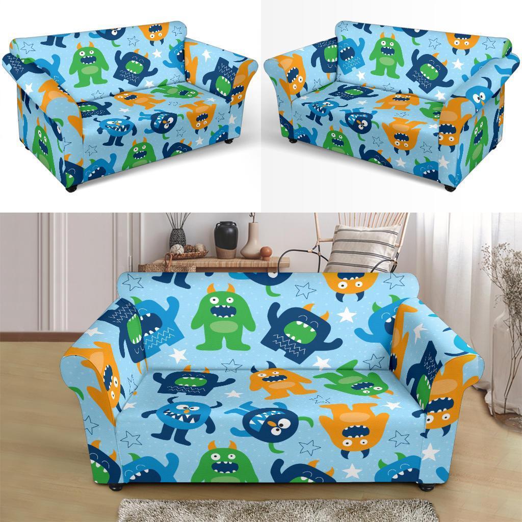 Cute Monster Print Pattern Loveseat Cover-grizzshop