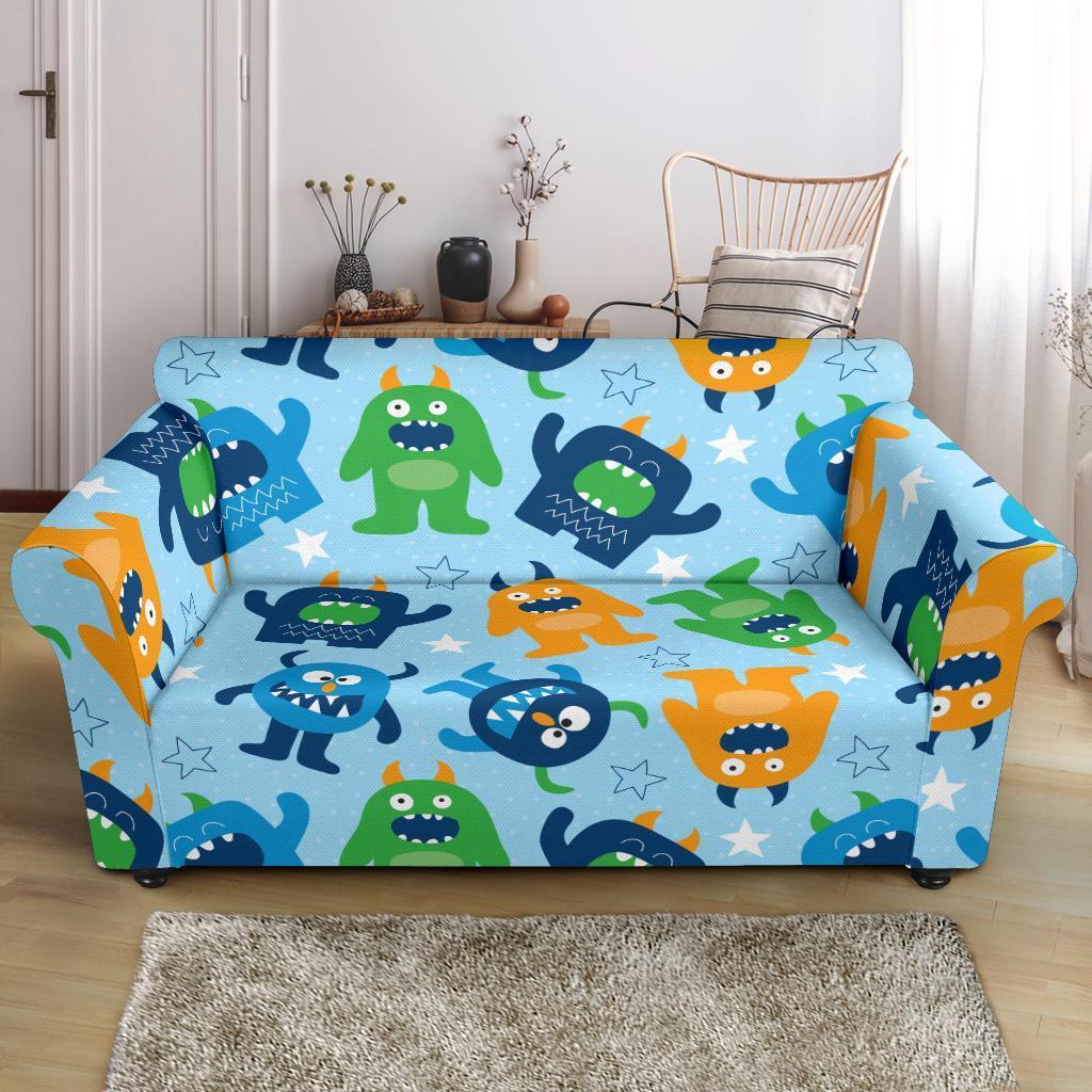 Cute Monster Print Pattern Loveseat Cover-grizzshop