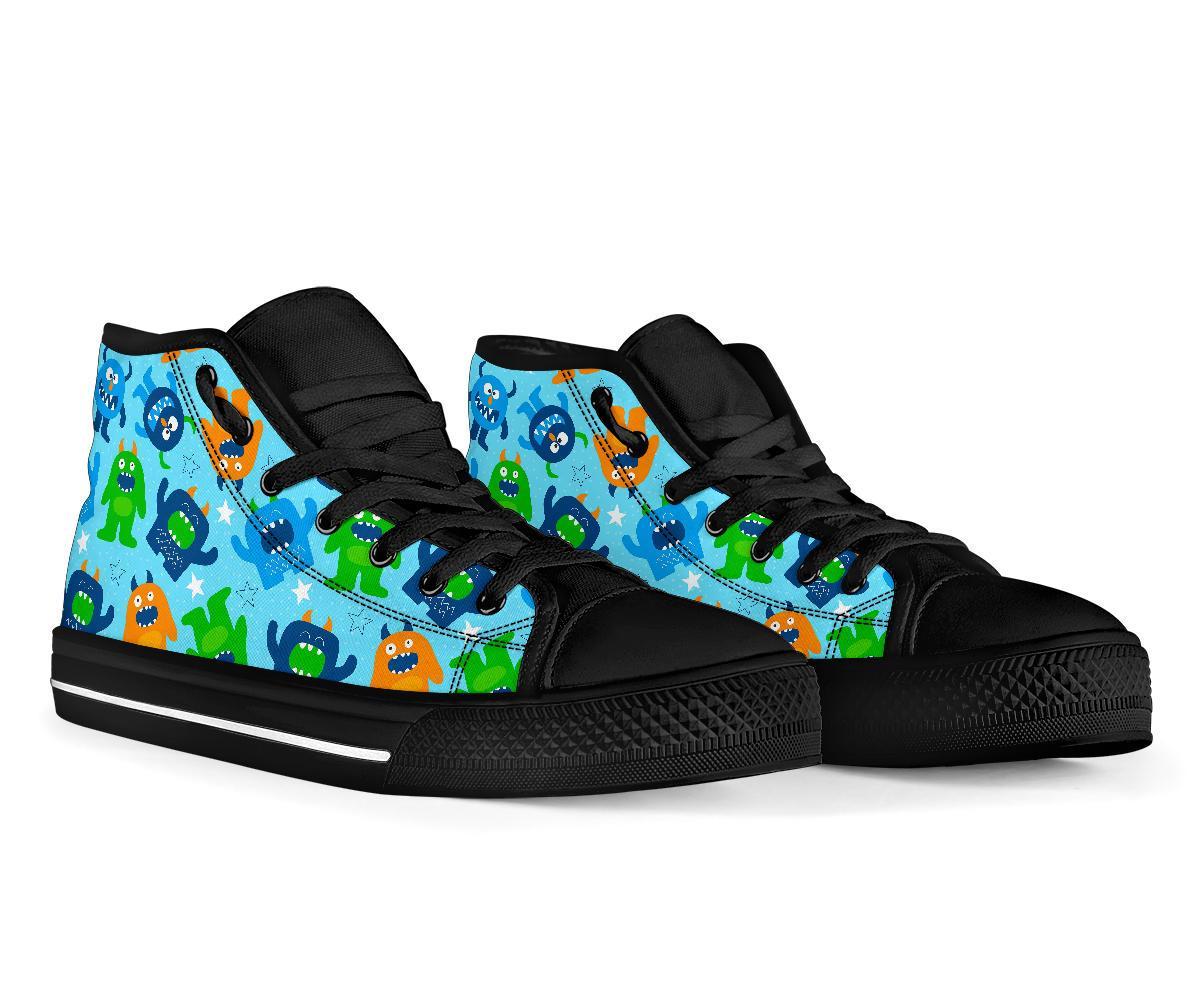 Cute Monster Print Pattern Men Women's High Top Shoes-grizzshop