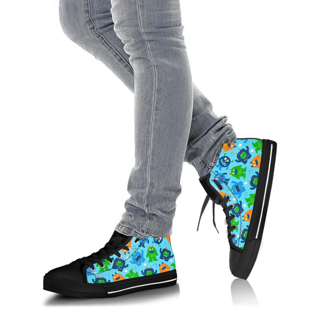 Cute Monster Print Pattern Men Women's High Top Shoes-grizzshop