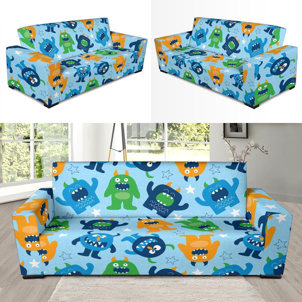 Cute Monster Print Pattern Sofa Covers-grizzshop