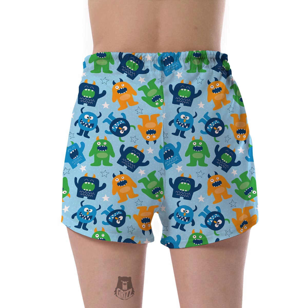 Cute Monster Print Pattern Women's Shorts-grizzshop