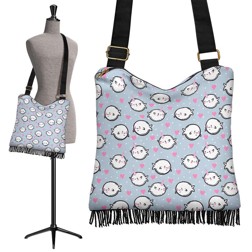 Cute Narwhal Pattern Print Crossbody Bags-grizzshop