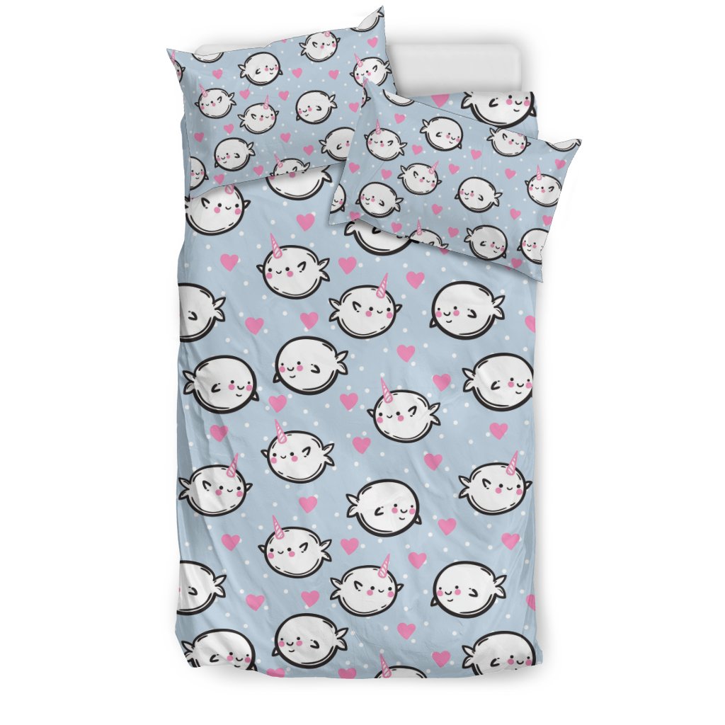 Cute Narwhal Pattern Print Duvet Cover Bedding Set-grizzshop