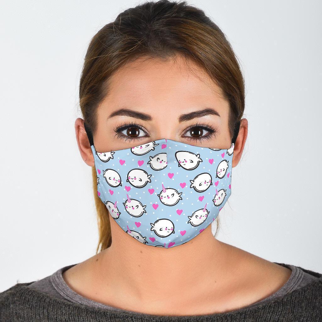 Cute Narwhal Pattern Print Face Mask-grizzshop