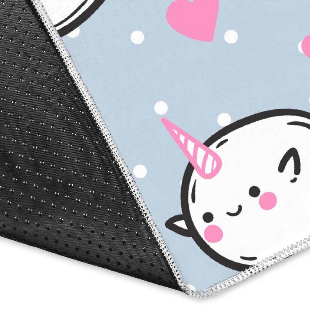 Cute Narwhal Pattern Print Floor Mat-grizzshop