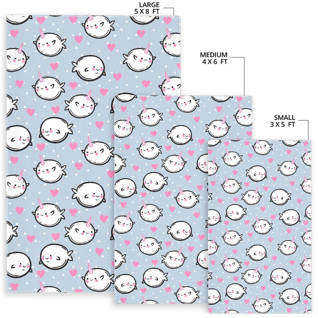 Cute Narwhal Pattern Print Floor Mat-grizzshop