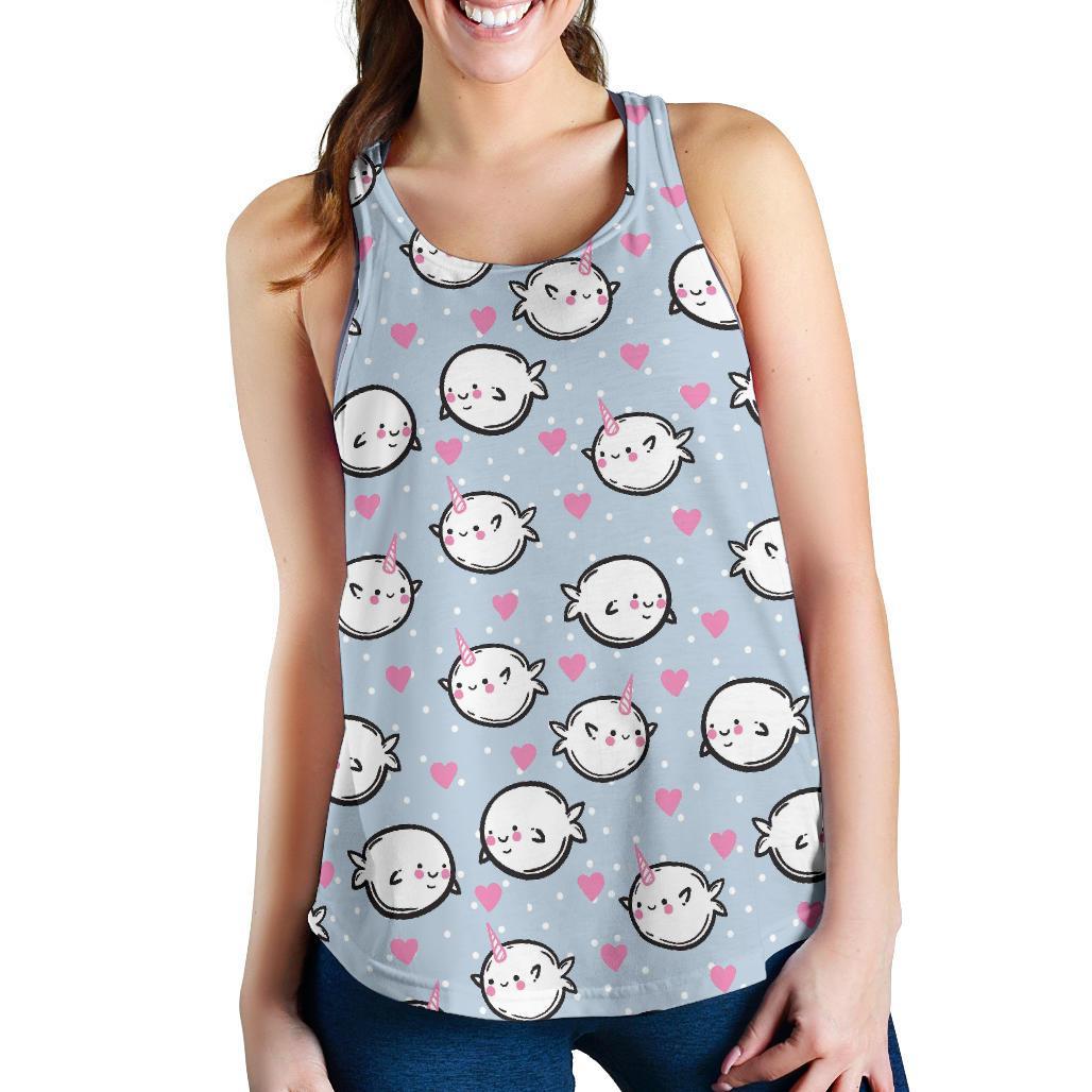 Cute Narwhal Pattern Print Racerback Tank Tops-grizzshop