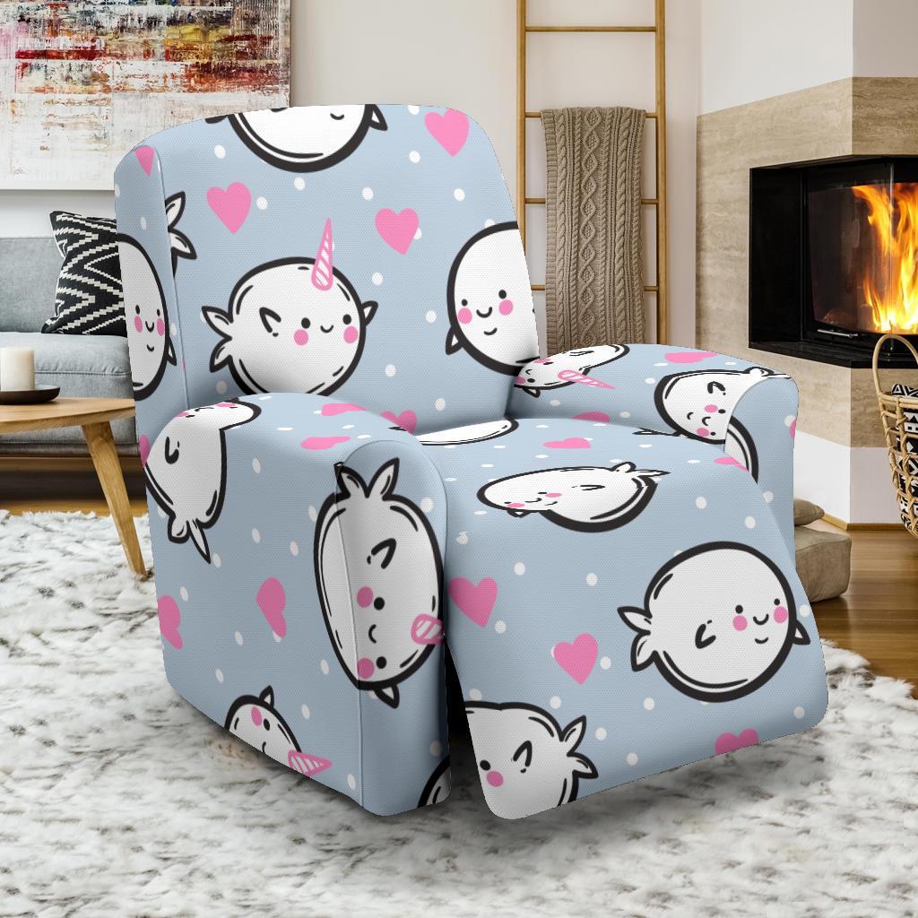 Cute Narwhal Pattern Print Recliner Cover-grizzshop