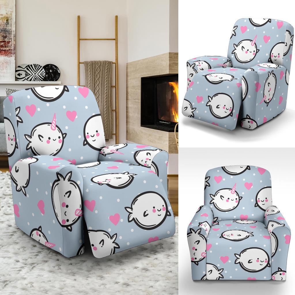 Cute Narwhal Pattern Print Recliner Cover-grizzshop