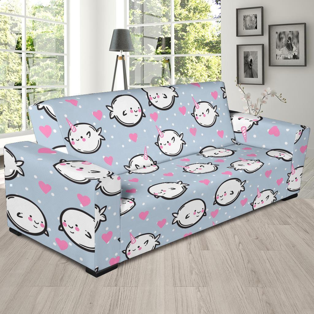 Cute Narwhal Pattern Print Sofa Covers-grizzshop