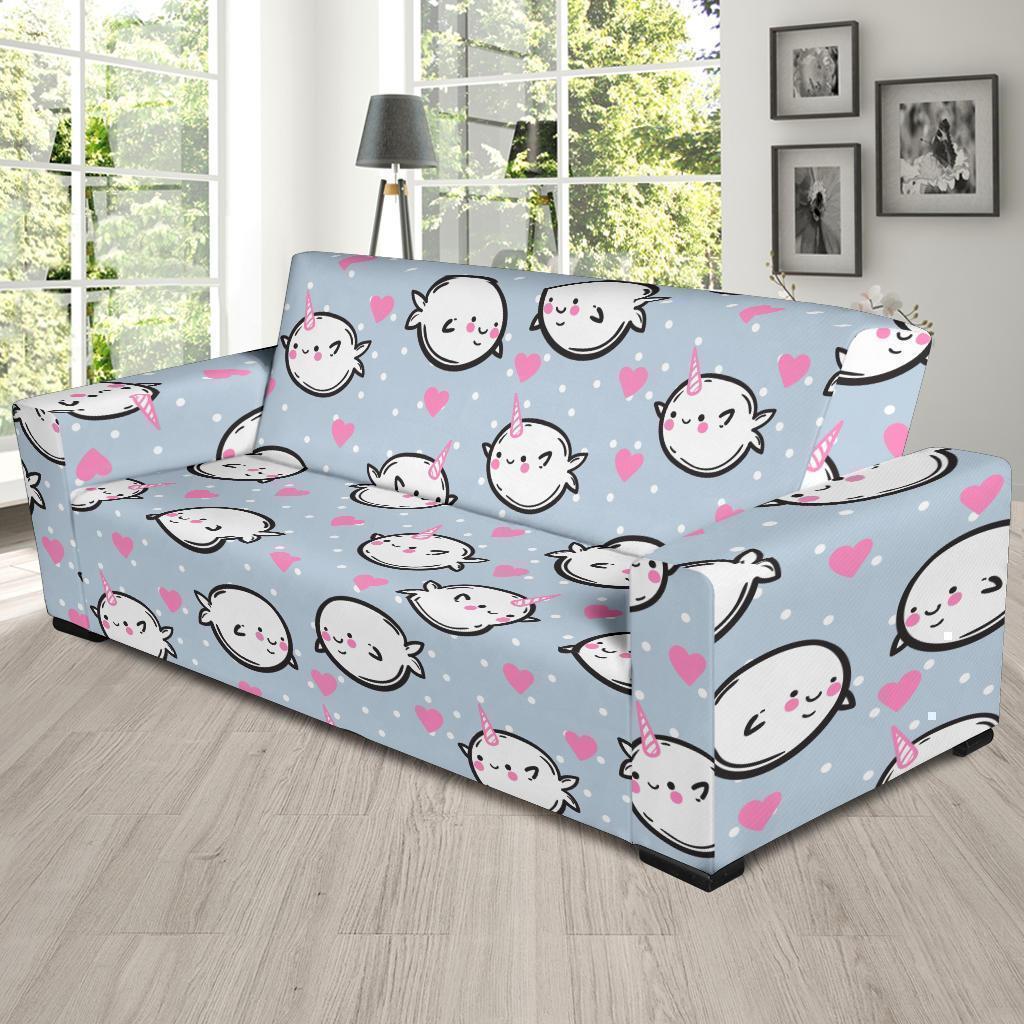 Cute Narwhal Pattern Print Sofa Covers-grizzshop