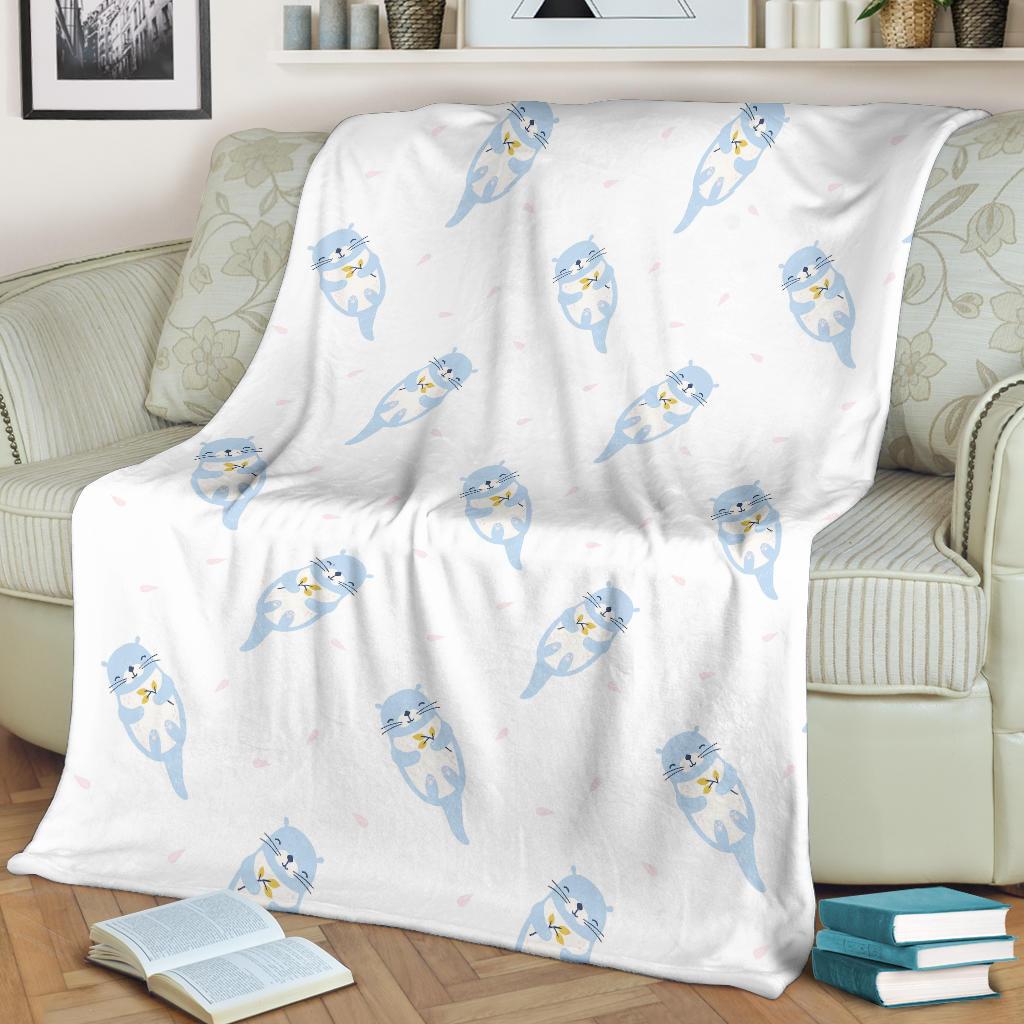 Cute Otter Pattern Print Blanket-grizzshop