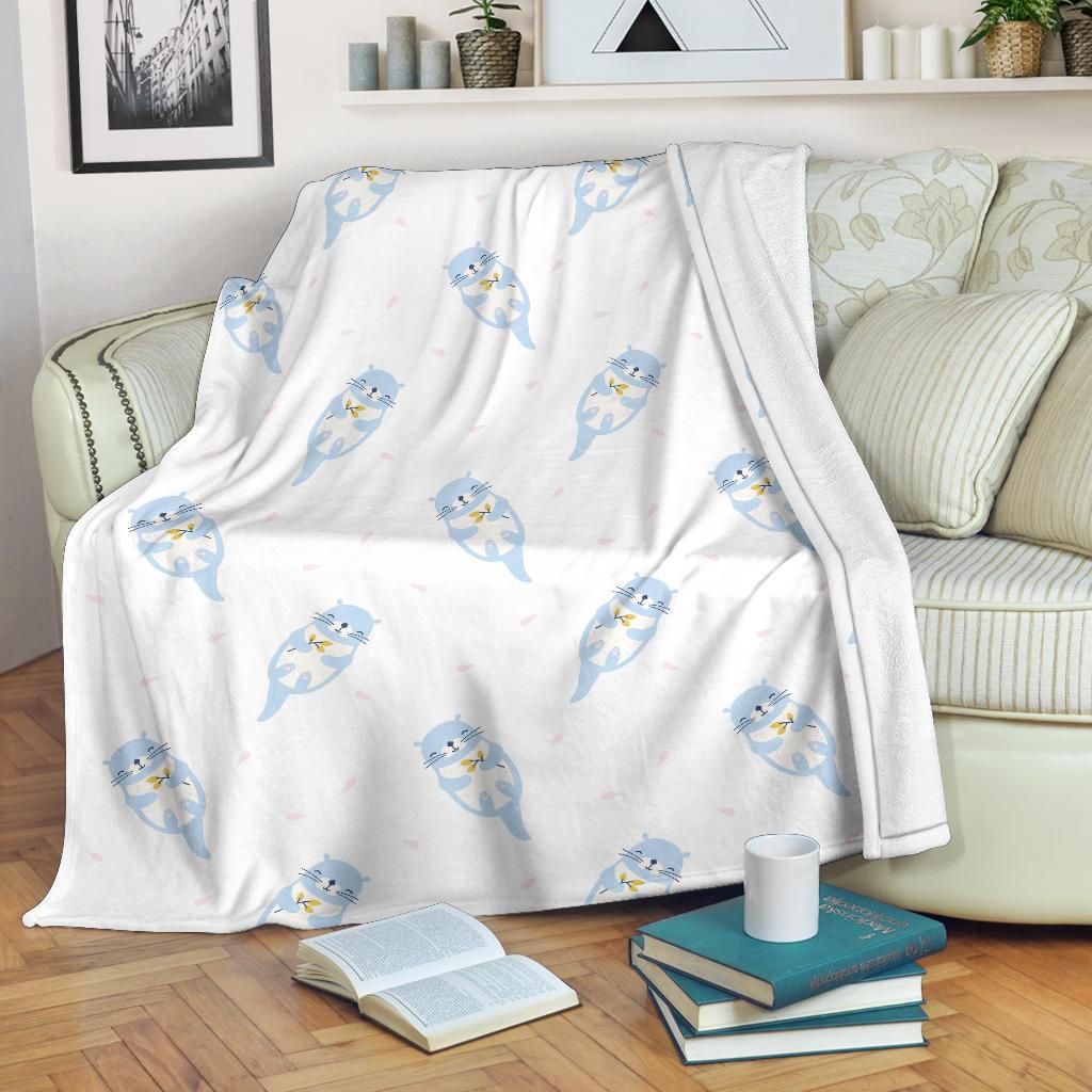 Cute Otter Pattern Print Blanket-grizzshop