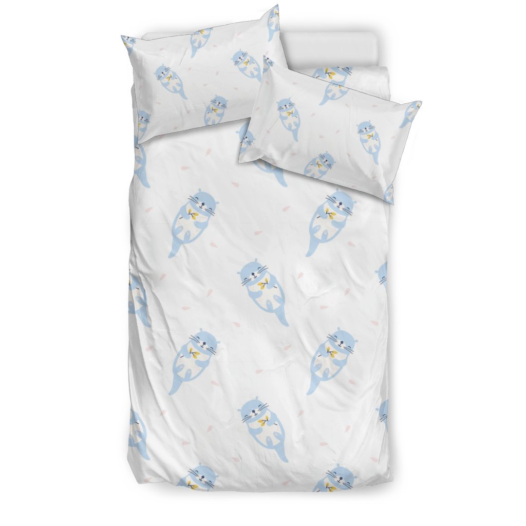 Cute Otter Pattern Print Duvet Cover Bedding Set-grizzshop