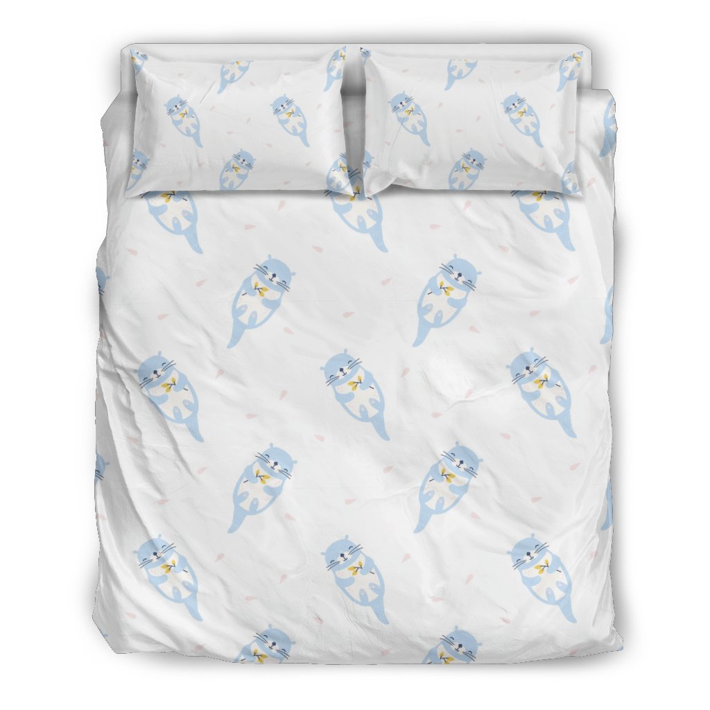 Cute Otter Pattern Print Duvet Cover Bedding Set-grizzshop