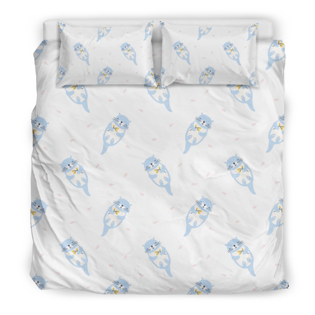 Cute Otter Pattern Print Duvet Cover Bedding Set-grizzshop