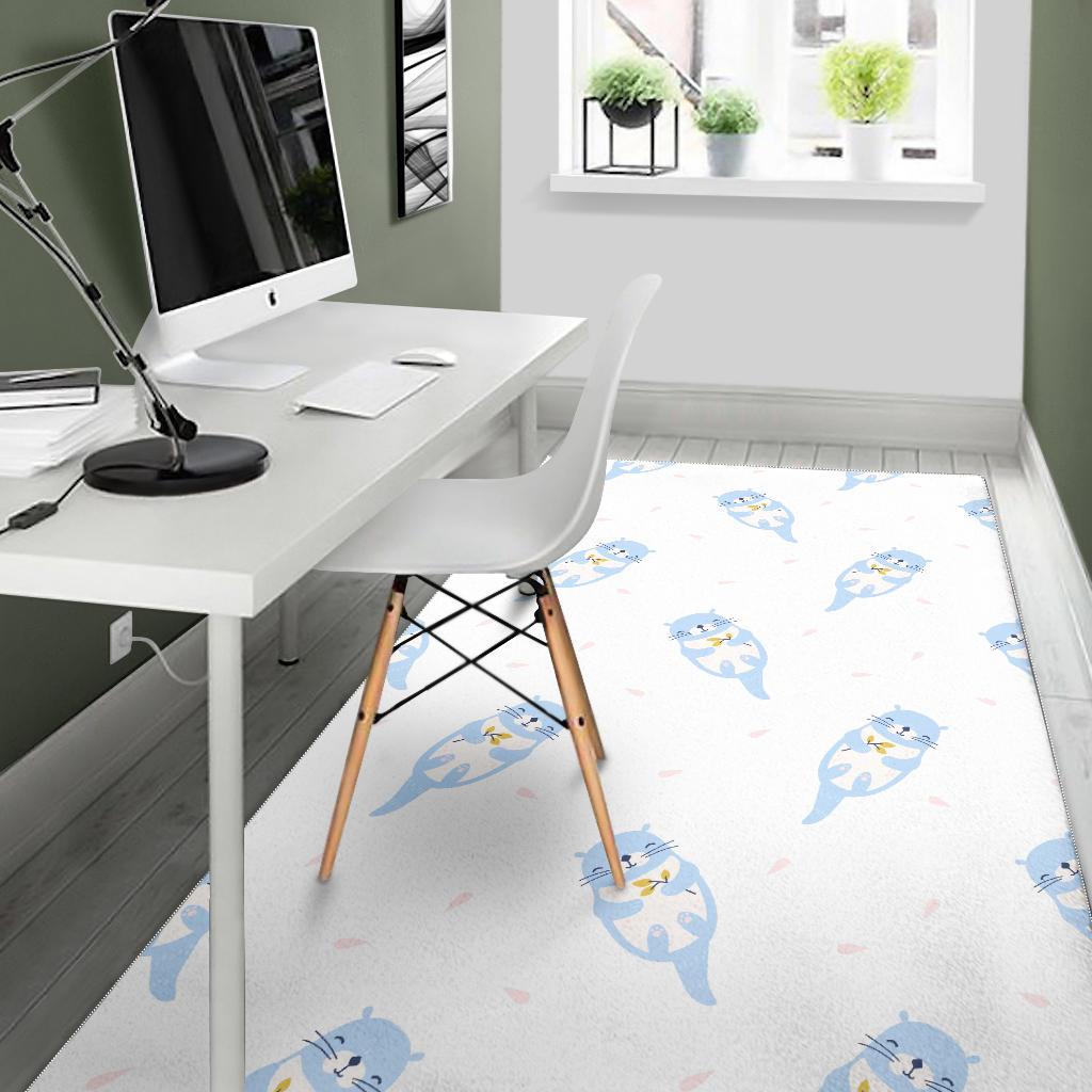 Cute Otter Pattern Print Floor Mat-grizzshop